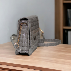 Grey Croco Premium Leather Sling Bag