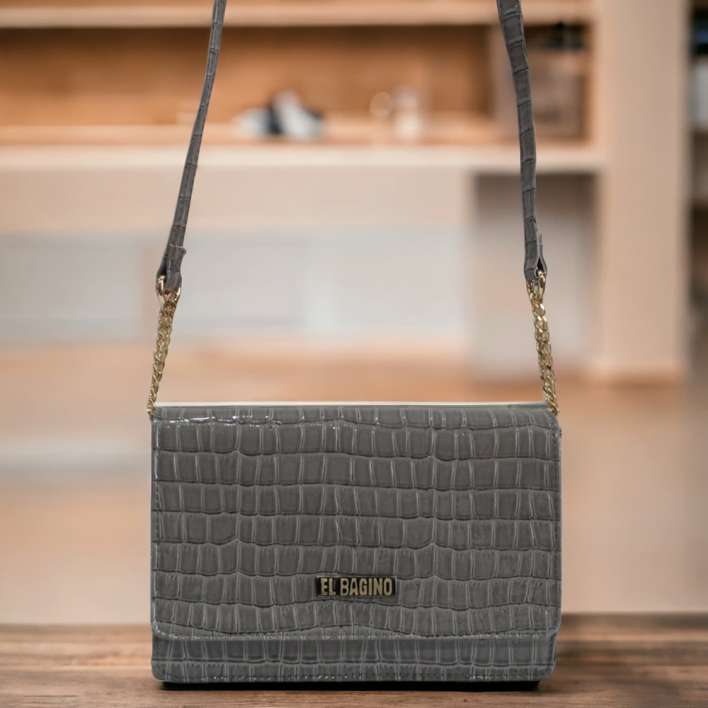 Grey Croco Premium Leather Sling Bag