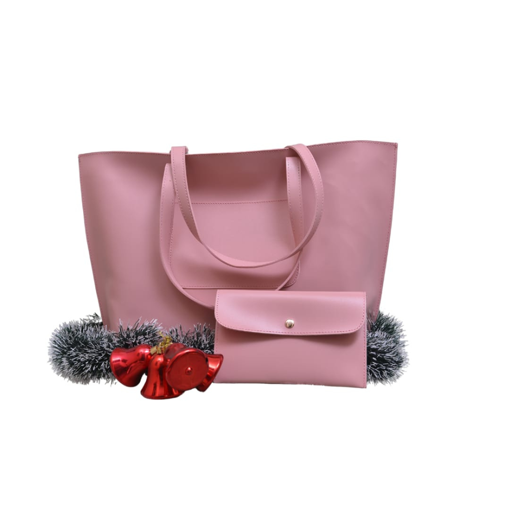 Chic Leather Pink Tote Bag